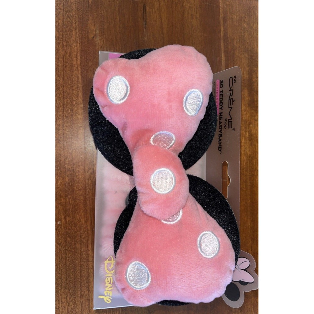 NEW Disney Creme 3D Minnie Mouse Headband Teddy Spa Pink LIMITED EDITION